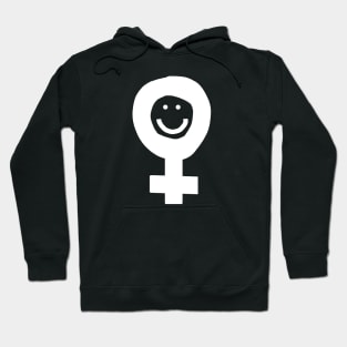 Female Smile Feminism White Minimal Hoodie